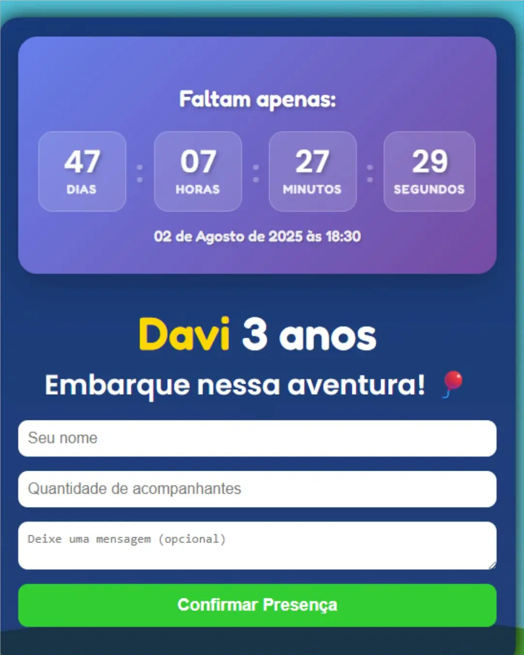 Imagem do convite digital
