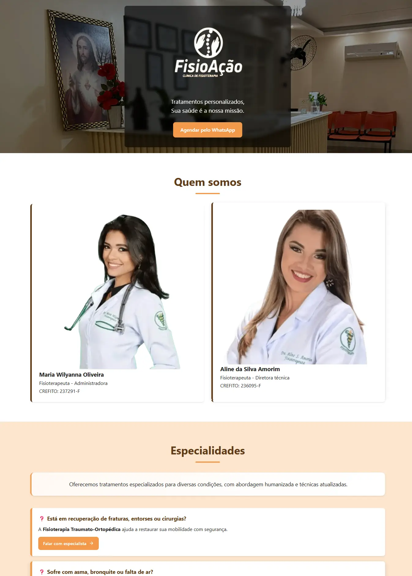 Imagem do site Fisio Ação